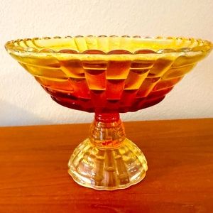 Vintage Amberina Footed Compote / Fruit Bowl